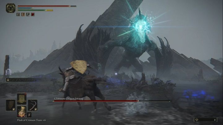 The enemy can also fire magic projectiles that home towards you - Elden Ring: How to beat Glinstone Dragon Smarag? - Elden Ring: All bosses in Liurnia of the Lakes - Elden Ring Guide