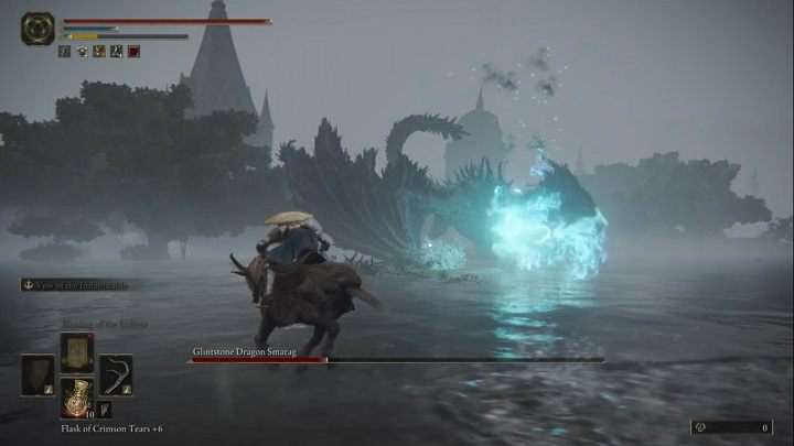 The dragon will also breathe fire while on the ground - Elden Ring: How to beat Glinstone Dragon Smarag? - Elden Ring: All bosses in Liurnia of the Lakes - Elden Ring Guide