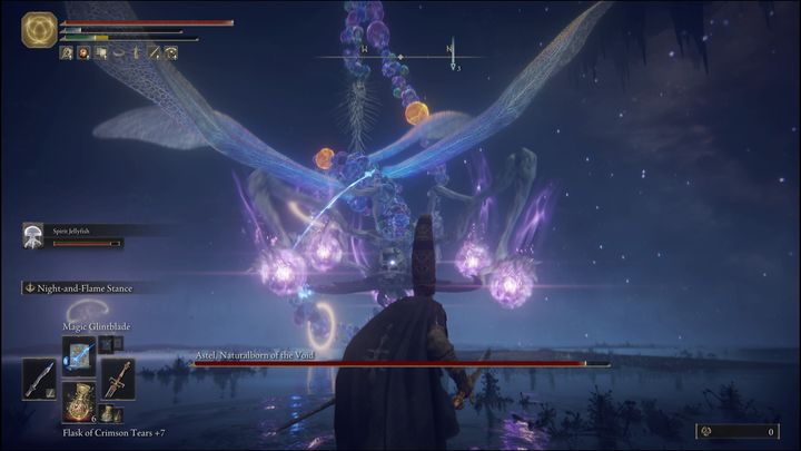 When you get a little closer to the boss, which you'll have to do anyway, because most of your spells won't reach Astel from a distance, he can fly into the air, creating magic orbs around his hands - Elden Ring: How to beat Astel, Naturalborn of the Void? - Elden Ring: All bosses in Lake of Rot - Elden Ring Guide