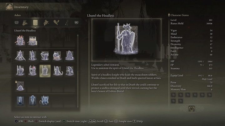 Lhutel the Headless' ashes are a reward for defeating the Cemetery Shade - Elden Ring: List off all Legendary Ashen Remains - Elden Ring: Trophy Guide - Elden Ring Guide