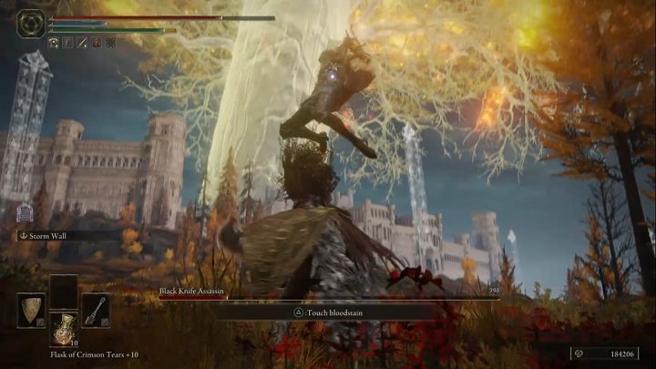 When the opponent jumps high up, holding the dagger with both hands, it means he is about to perform a death from above - Elden Ring: How to beat Black Knife Assassin in Altus Plateau? - Elden Ring: All bosses in Altus Plateau - Elden Ring Guide