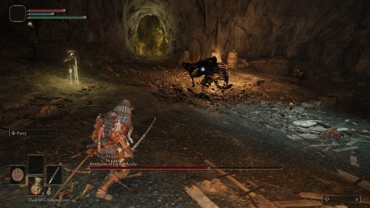 When the opponent raises his sword up, it means that he will soon make a long jump in your direction - Elden Ring: How to beat Beastman of Farum Azula? - Elden Ring: All bosses in Limgrave - Elden Ring Guide