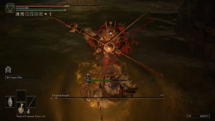 If you keep attacking the enemy from the front, he will cross his two weapons and push you away - Elden Ring: How to beat Cleanrot Knight? - Elden Ring: All bosses in Liurnia of the Lakes - Elden Ring Guide