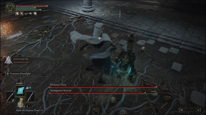 Tricia will hide behind a shield - break her guard with jumping attacks or heavy, charged attacks - Elden Ring: How to beat Perfumer Tricia and Misbegotten Warrior? - Elden Ring: All bosses in Altus Plateau - Elden Ring Guide