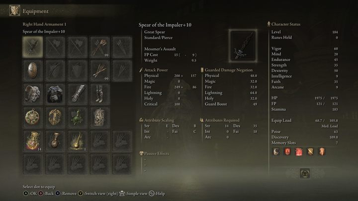 To obtain this weapon, you must defeat Messmer the Impaler and convert the memory he dropped into this weapon in the Roundtable Hold - Shadow of the Erdtree: Best weapons - Shadow of the Erdtree: Basics - Elden Ring Guide