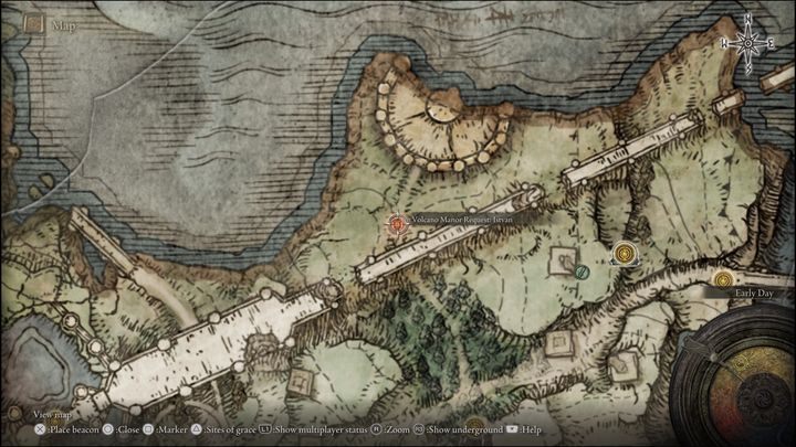 After reaching the Volcano Manor and receiving the letter that orders the murder, travel to the area marked in the screenshot - Elden Ring: Sorceries and Incantations (Mt. Gelmir) - list of all - Elden Ring: Mt. Gelmir - Elden Ring Guide