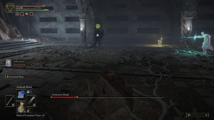 Sometimes, when the distance is quite big, the boss will start to form a green cocoon on its head - Elden Ring: How to beat Cemetery Shade in Limgrave? - Elden Ring: All bosses in Limgrave - Elden Ring Guide