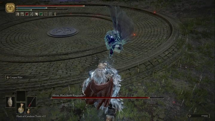 Alecto will try to grab you - Elden Ring: How to beat Alecto, Black Knife Ringleader? - Elden Ring: All bosses in Liurnia of the Lakes - Elden Ring Guide