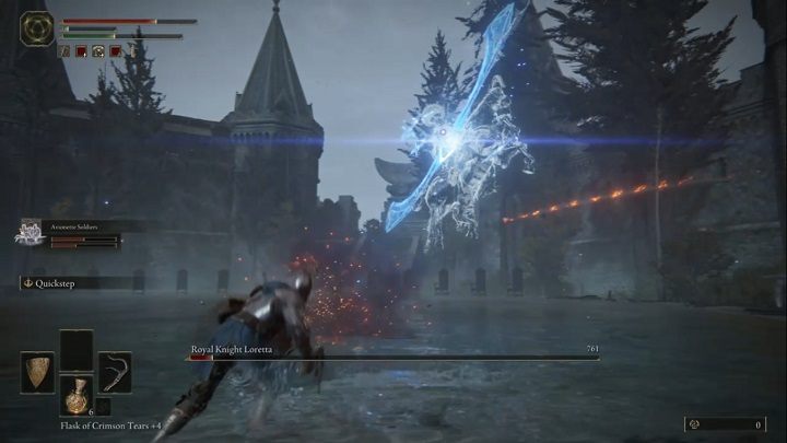 The enemy strongest attack by hovering in the air and drawing a huge bow - Elden Ring: How to beat Royal Knight Loretta? - Elden Ring: All bosses in Liurnia of the Lakes - Elden Ring Guide