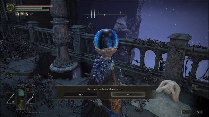 You can give him the Twinned Set that fell from D, Hunter of the Dead in the Roundtable Hold - Elden Ring: Fia - walkthrough - Elden Ring: Quests - Elden Ring Guide