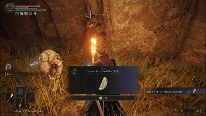 After a short conversation, he will give you the Haligtree Secret Medallion (Right) - Elden Ring: Latenna, the Albinauric - walkthrough - Elden Ring: Quests - Elden Ring Guide