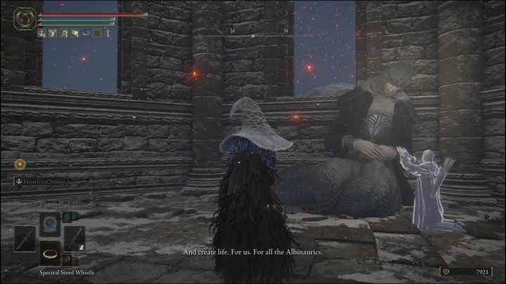 The final stage of Latenna's quest will be to lead her to his likeness, which is located in the Consecrated Snowfield , in the Apostate Deerelict - Elden Ring: Latenna, the Albinauric - walkthrough - Elden Ring: Quests - Elden Ring Guide