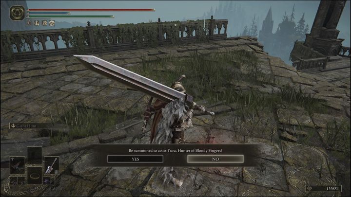 You should see Yura's red mark next to the destroyed bridge - Elden Ring: Bloody Finger Hunter Yura - walkthrough - Elden Ring: Quests - Elden Ring Guide