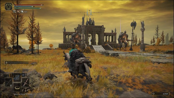 Corhyn is found on a road north of Altus Highway Junction, next to a monument with a map - Elden Ring: Brother Corhyn / Goldmask - walkthrough - Elden Ring: Quests - Elden Ring Guide