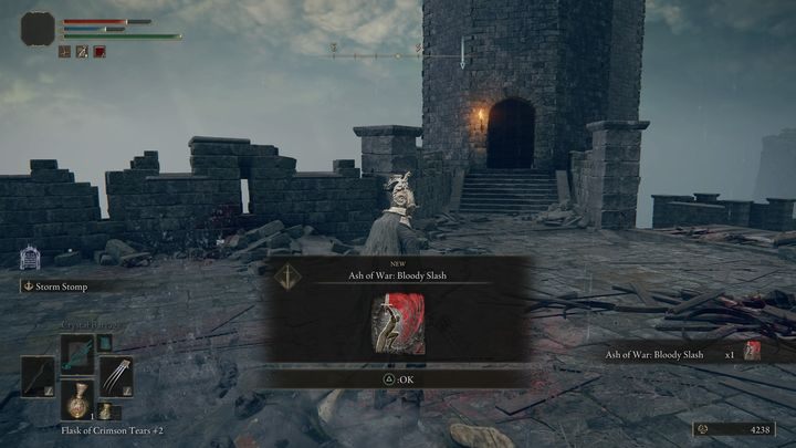 Defeating the knight yields a reward - Ash of War: Bloody Slash - Elden Ring: Kenneth Haight questline - walkthrough, solution - Elden Ring: Quests - Elden Ring Guide