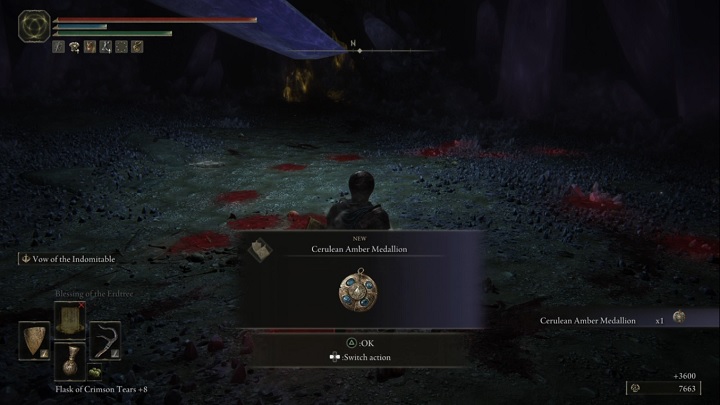 For defeating Bloodhound Knight, you will receive Runes (3,600) and a Cerulean Amber Medallion - Elden Ring: How to beat Bloodhound Knight Darriwil? - Elden Ring: All bosses in Stormhill - Elden Ring Guide