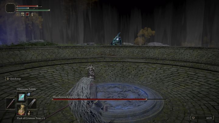 You should start off by leaving the circle you're in without approaching the blue light - Elden Ring: How to beat Bloodhound Knight Darriwil? - Elden Ring: All bosses in Stormhill - Elden Ring Guide