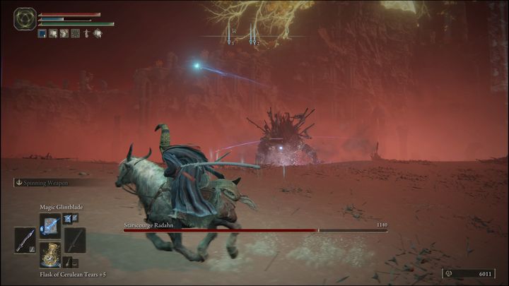 The second phase begins once his HP reaches 80% - Elden Ring: How to beat Starscourge Radahn? - Elden Ring: All bosses in Caelid - Elden Ring Guide
