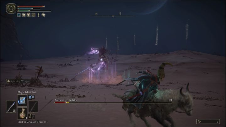 Each time the boss gets close and executes a combo, move away to a safe distance and cast Magic Glintblade - Elden Ring: How to beat Starscourge Radahn? - Elden Ring: All bosses in Caelid - Elden Ring Guide