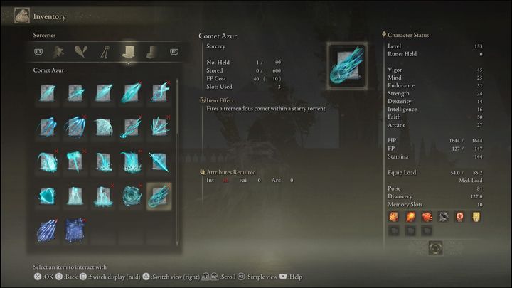 Comet Azur is unique in one aspect - it is the most powerful spell in PvE and the weakest one in PvP - Elden Ring: Best Sorceries - list - Elden Ring: Basics - Elden Ring Guide