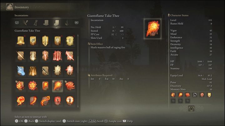 This one is characteristic for its immense fire damage - Elden Ring: Best Incantations - list - Elden Ring: Basics - Elden Ring Guide