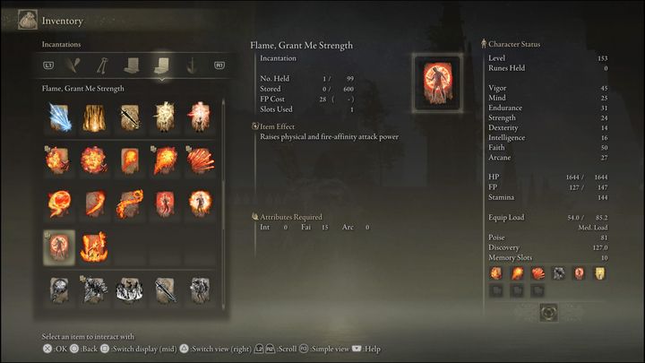 This incantation is a useful buff that allows you to increase physical and fire damage by 20% (15% for PvP) - Elden Ring: Best Incantations - list - Elden Ring: Basics - Elden Ring Guide