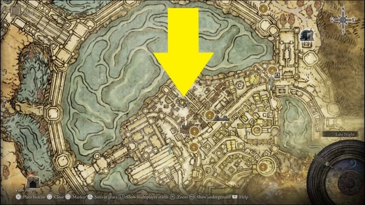 The well is found in western Leyndell, and It is marked with the yellow arrow - Elden Ring: Dung Eater / Blackguard Boggart questline - walkthrough - Elden Ring: Quests - Elden Ring Guide