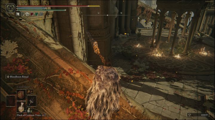 Jump on the column and jump down from it to a platform shown in the screenshot - Elden Ring: Dung Eater / Blackguard Boggart questline - walkthrough - Elden Ring: Quests - Elden Ring Guide