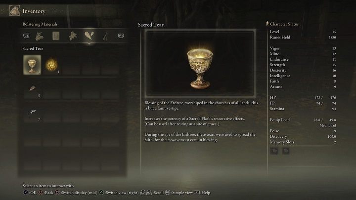 Sacred Tears are most often found in churches scattered around the world of Elden Ring - Elden Ring: Where to find Sacred Tears? - Elden Ring: FAQ - Elden Ring Guide