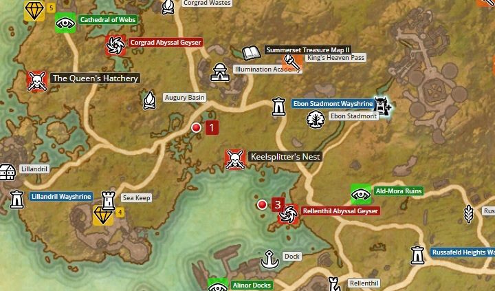 Map of Summerset. - Psijic Order missions in The Elder Scrolls Online Summerset - Psijic Order - The Elder Scrolls Online Guide