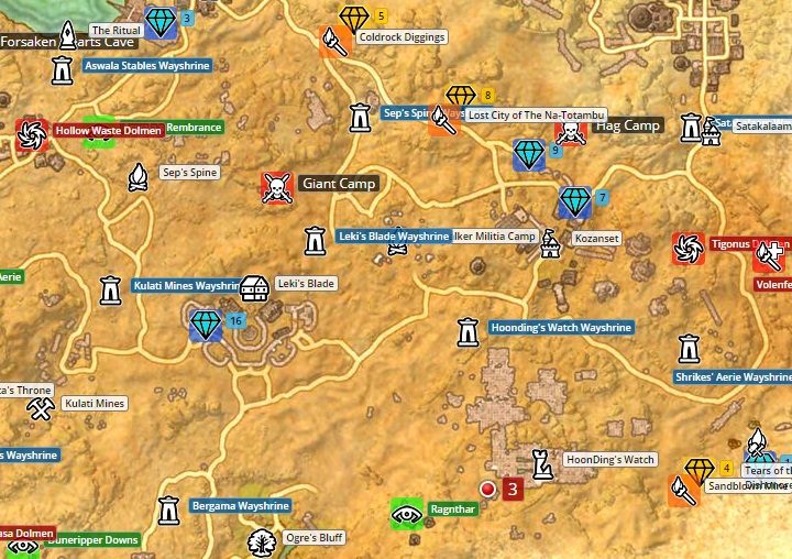 Map of Alikr Desert. - Psijic Order missions in The Elder Scrolls Online Summerset - Psijic Order - The Elder Scrolls Online Guide