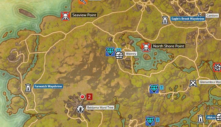 Map of Glenumbra. - Psijic Order missions in The Elder Scrolls Online Summerset - Psijic Order - The Elder Scrolls Online Guide