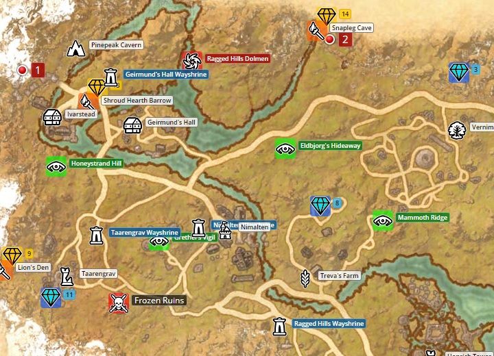 Map of The Rift. - Psijic Order missions in The Elder Scrolls Online Summerset - Psijic Order - The Elder Scrolls Online Guide