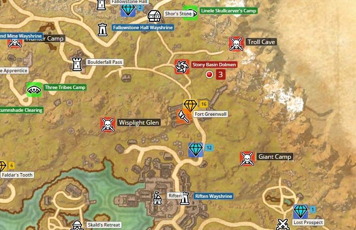 Map of The Rift. - Psijic Order missions in The Elder Scrolls Online Summerset - Psijic Order - The Elder Scrolls Online Guide