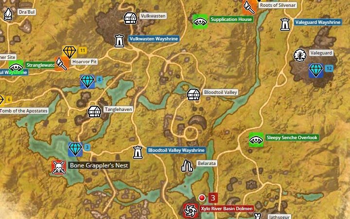 Map of Malabal Tor. - Psijic Order missions in The Elder Scrolls Online Summerset - Psijic Order - The Elder Scrolls Online Guide