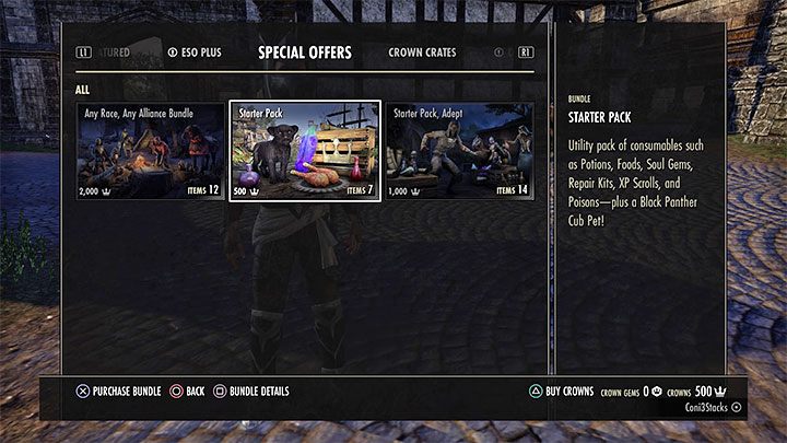 If you plan to play The Elder Scrolls Online for at least next few months, its a good idea to save a starter pack of Crowns for larger purchases that may occur later - ESO: 500 starter Crowns - what to spend them on? - Starting the game - The Elder Scrolls Online Guide