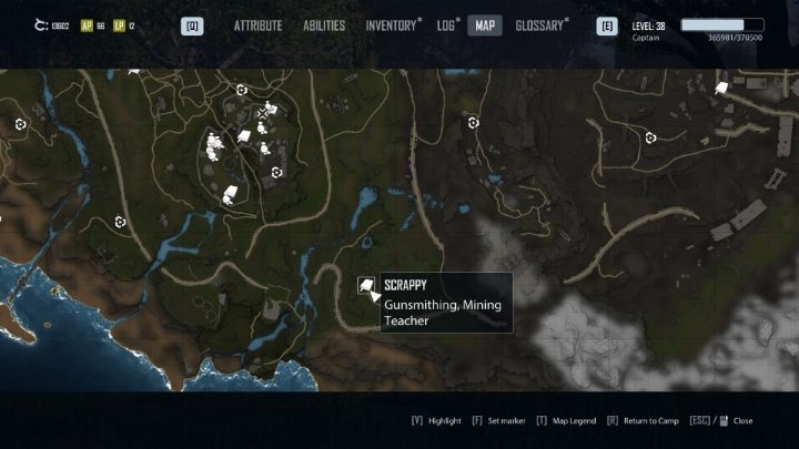 Scrappy is in the valley south-east of the Fort - Elex 2: Skill Trainers - list - World Map - Elex 2 Guide