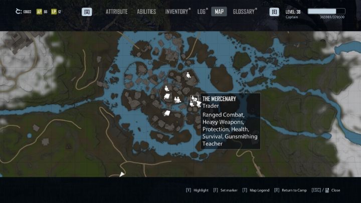 The Mercenary can be found in the Crater (the Outlaws' city), in the trading district to the right of the main entrance - Elex 2: Skill Trainers - list - World Map - Elex 2 Guide