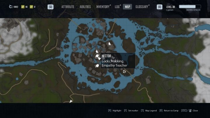 Hector is in the main building of the upper Crater district - Elex 2: Skill Trainers - list - World Map - Elex 2 Guide