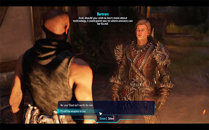 The weapons can be sold to Bertram - Elex: Dangerous Goods - Walkthrough - Edan - Elex Game Guide