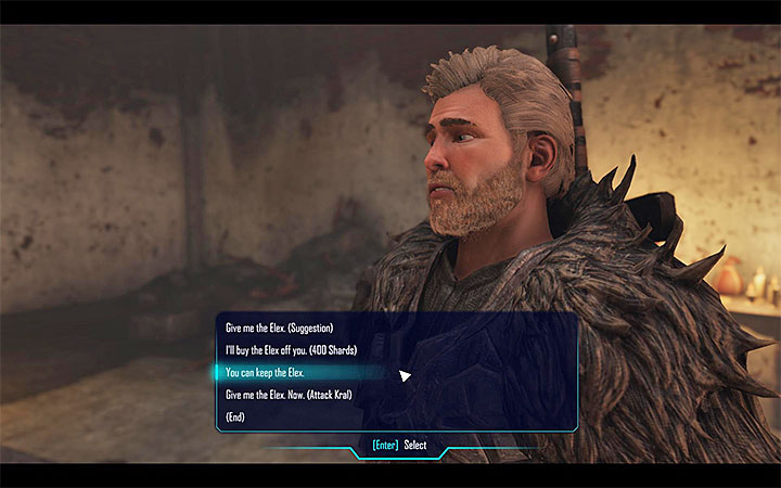 If you let Kral explain, you will be able to peacefully resolve the quest - Elex: Elex for the Mana Shrine - Walkthrough - Edan - Elex Game Guide