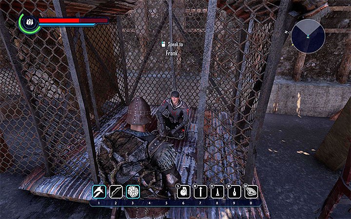 Frank the Acolyte is held in one of the cages - Elex: A Scattered Unit - Walkthrough - Tavar - Elex Game Guide