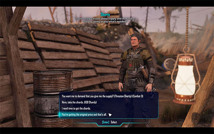 Choose how you want to react to Shortys demand - Elex: Minor quests in The Hort - Walkthrough - Ignadon - Elex Game Guide