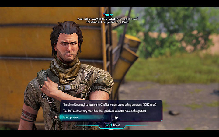 The choices that you can make during the conversation with Connor - Elex: Reaching Regent Rank (The Clerics) - Walkthrough - The Clerics - Elex Game Guide