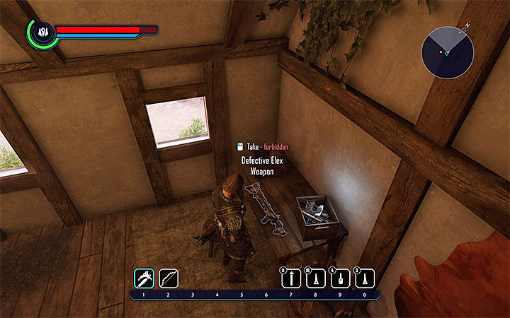 The Elex weapon is in the cabin, however if you take it, you will break the law. - Elex: Minor quests in Goliet - Walkthrough - Edan - Elex Game Guide