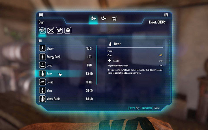Look for a beer on the list of beverages sold by Oran - Elex: Minor quests in Goliet - Walkthrough - Edan - Elex Game Guide