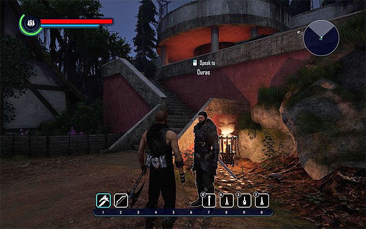 Duras is standing near the stairs of the ruined hotel - Elex: A Berserker Warrior [Duras] - Walkthrough - Companion quests - Elex Game Guide