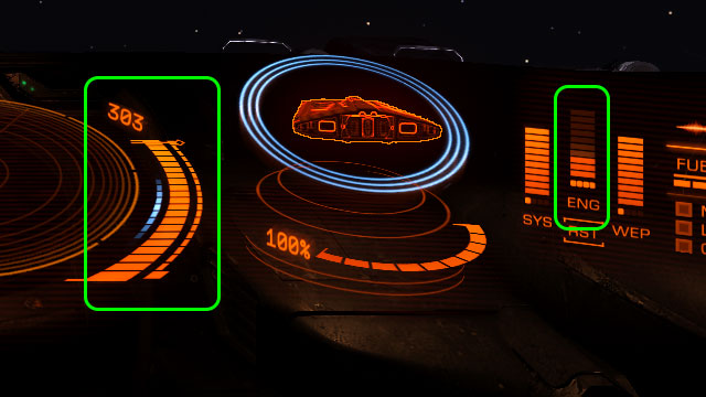 As long as the ENG wont be fully restored, you wont be able to use afterburner. - Basics - Introduction to the flight model - Elite: Dangerous - Game Guide and Walkthrough