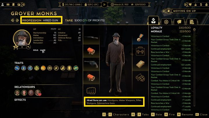 In combat, the best team is the one that's the most diverse, effective in combat at any distance - Empire of Sin: turn-based combat - Basics - Empire of Sin Guide