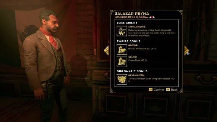 Salazar Reyna is a good choice if you want to play aggressively - Empire of Sin: Salazar Reyna - boss, characteristics - Bosses - Empire of Sin Guide